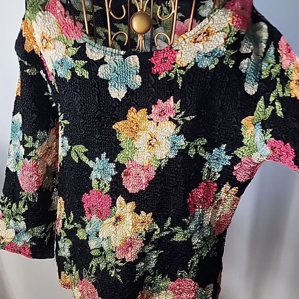 Y2k Floral Crinkle Top Whimsigoth Fairy Goth